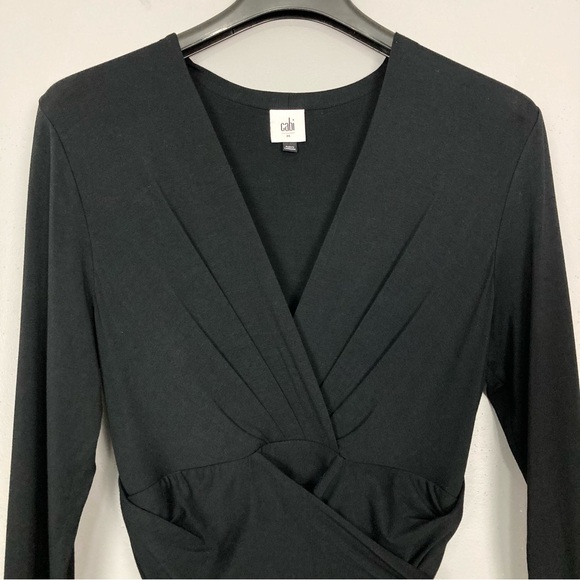 Cabi Dishy Faux Wrap Dress Women’s Size M Hersey Knit Tie Waist Black Style 4262 - Picture 4 of 8